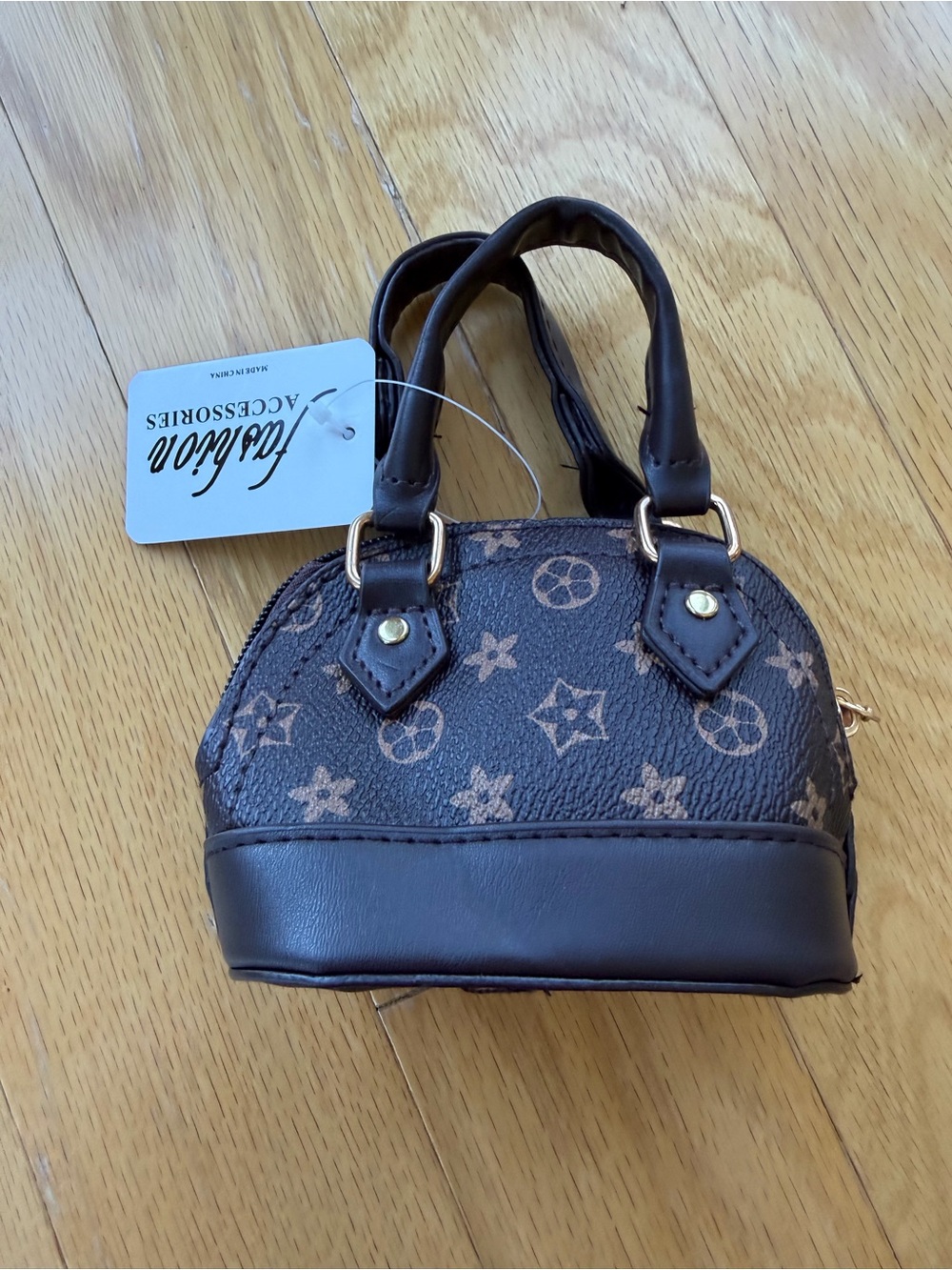 Source Unknown Brown Mini Dome Satchel with Monogram Print